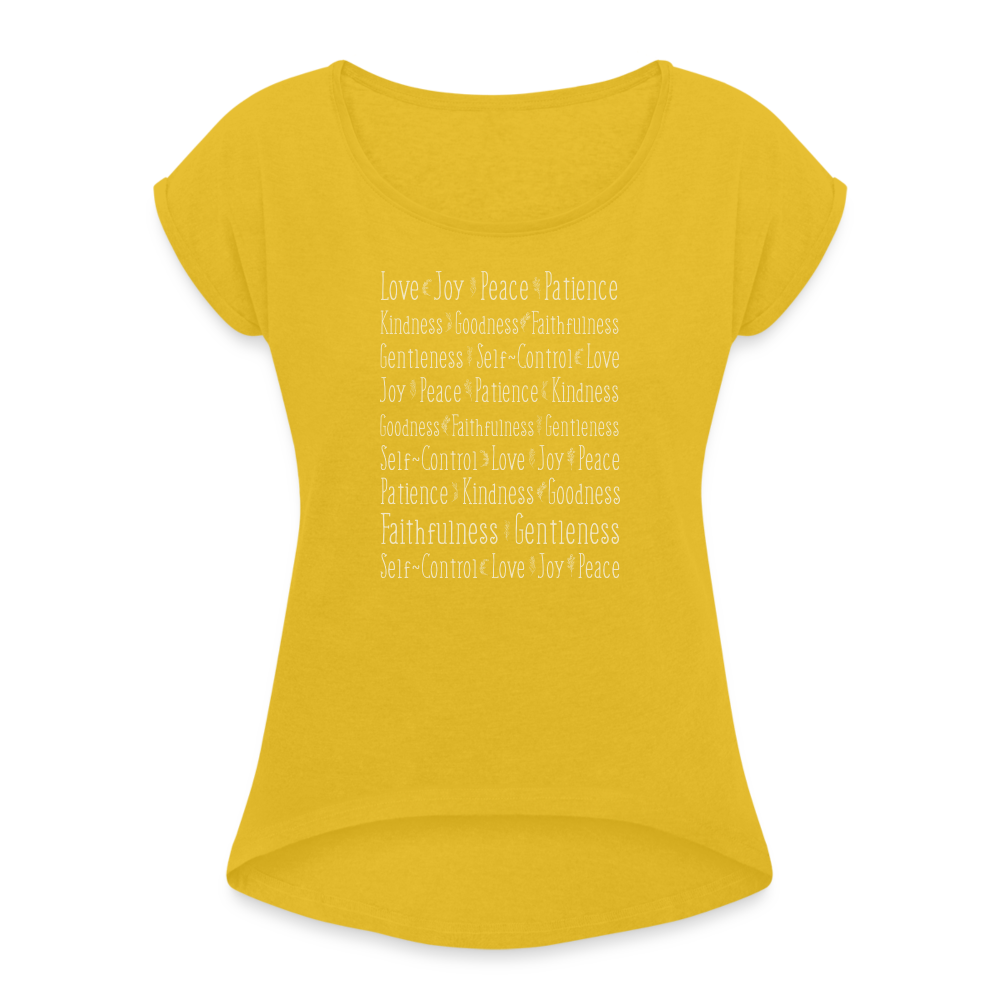 Fruit of the Spirit - Women's Roll Cuff T-Shirt - mustard yellow