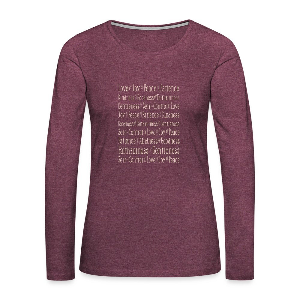 Fruit of the Spirit - Women's Premium Long Sleeve T-Shirt - heather burgundy