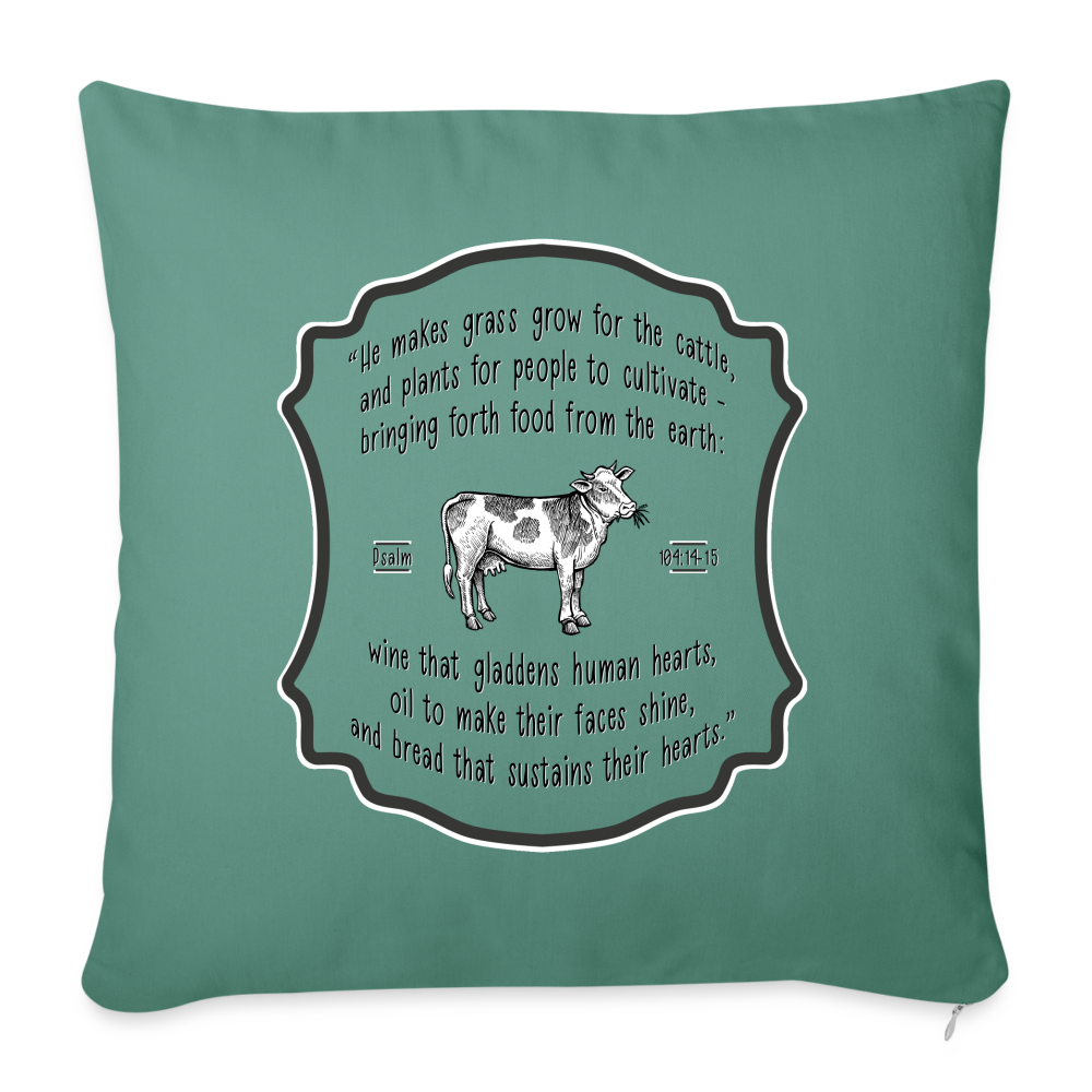 Grass for Cattle - Throw Pillow Cover - cypress green