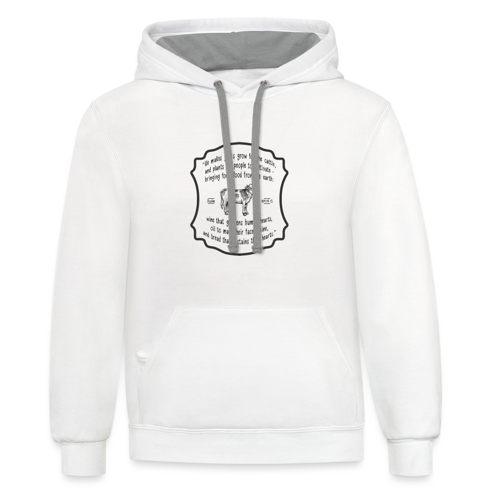 Grass for Cattle - Contrast Hoodie - white/gray