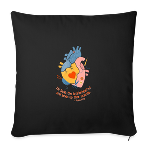 He Heals the Brokenhearted - Throw Pillow Cover - black