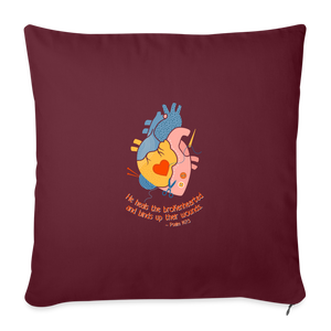 He Heals the Brokenhearted - Throw Pillow Cover - burgundy