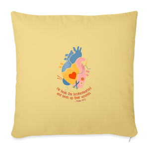 He Heals the Brokenhearted - Throw Pillow Cover - washed yellow