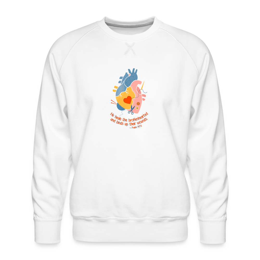 He Heals the Brokenhearted - Men’s Premium Sweatshirt - white