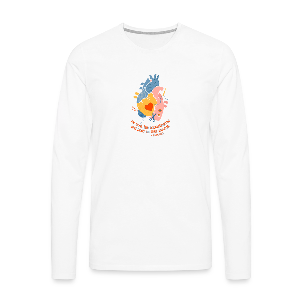 He Heals the Brokenhearted - Men's Premium Long Sleeve T-Shirt - white