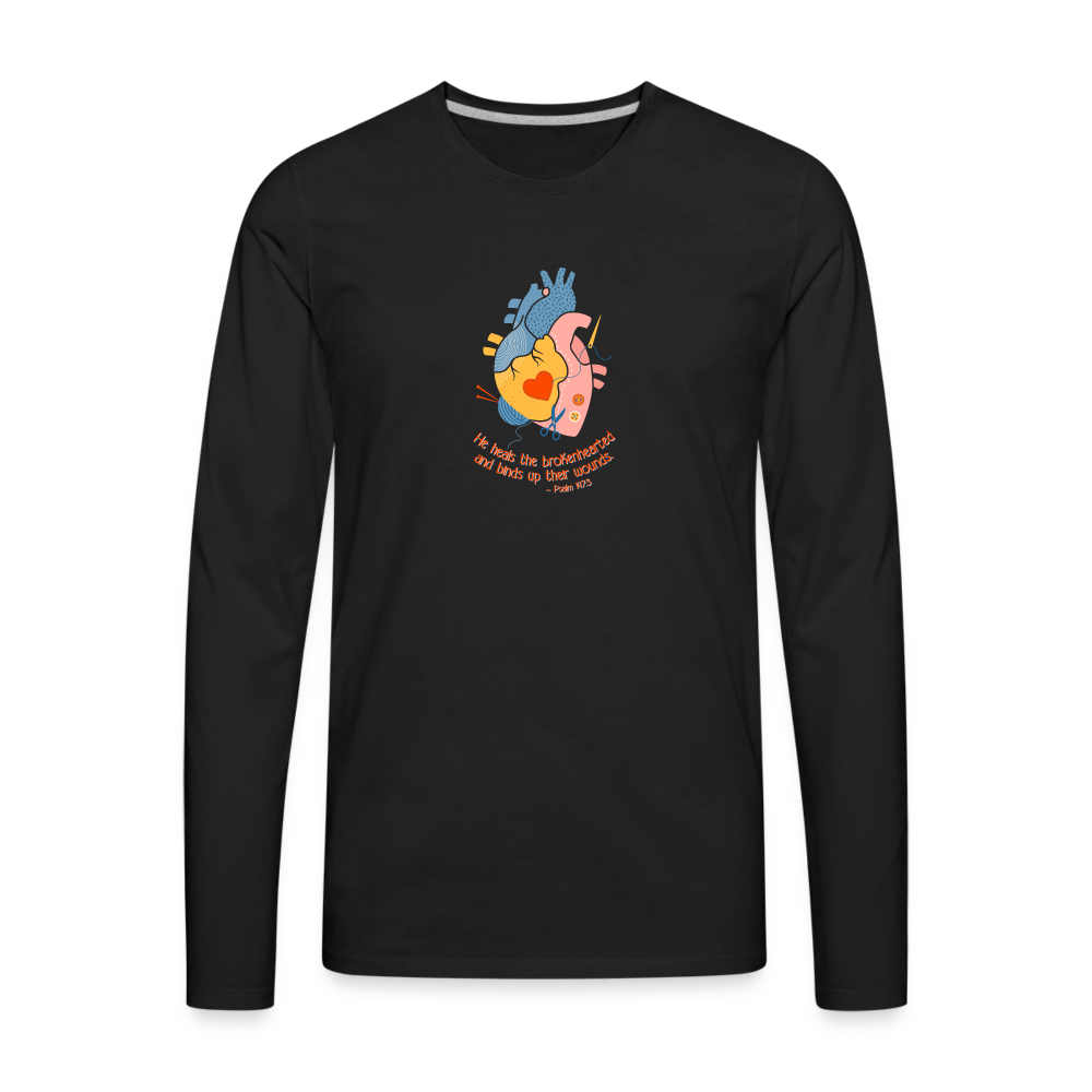 He Heals the Brokenhearted - Men's Premium Long Sleeve T-Shirt - black