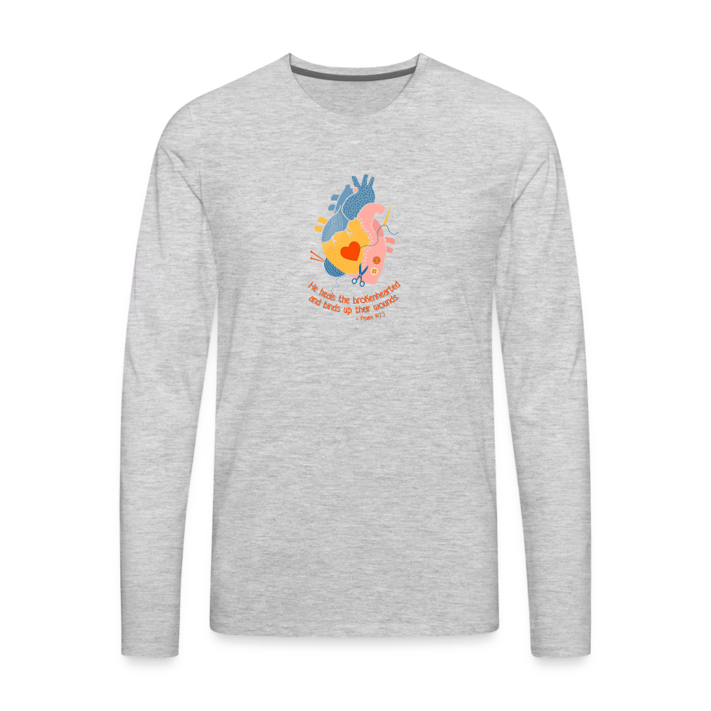 He Heals the Brokenhearted - Men's Premium Long Sleeve T-Shirt - heather gray