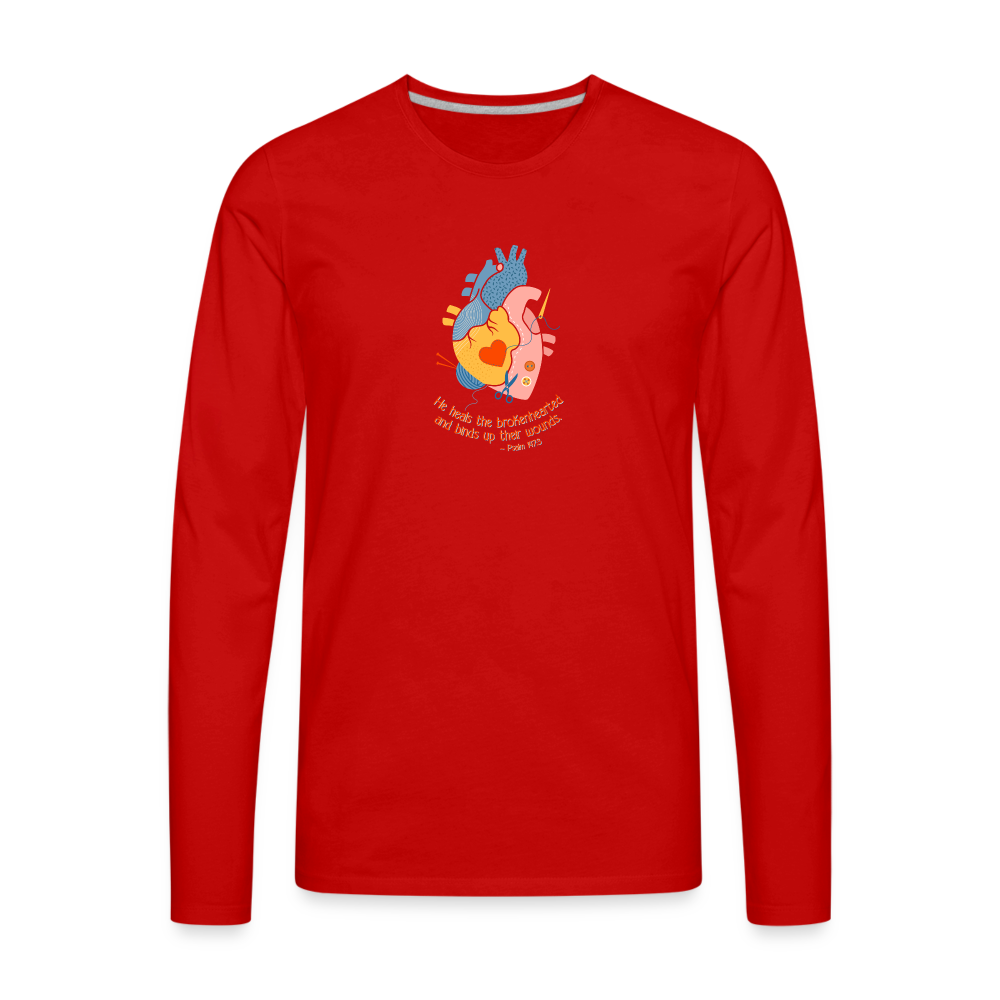 He Heals the Brokenhearted - Men's Premium Long Sleeve T-Shirt - red