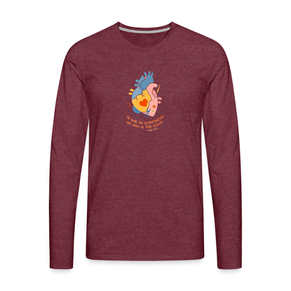 He Heals the Brokenhearted - Men's Premium Long Sleeve T-Shirt - heather burgundy