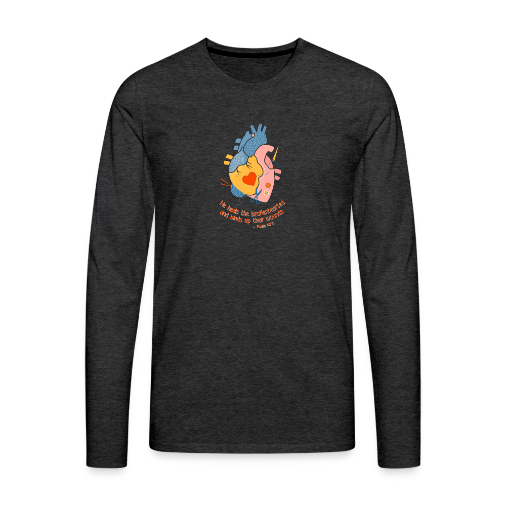 He Heals the Brokenhearted - Men's Premium Long Sleeve T-Shirt - charcoal grey