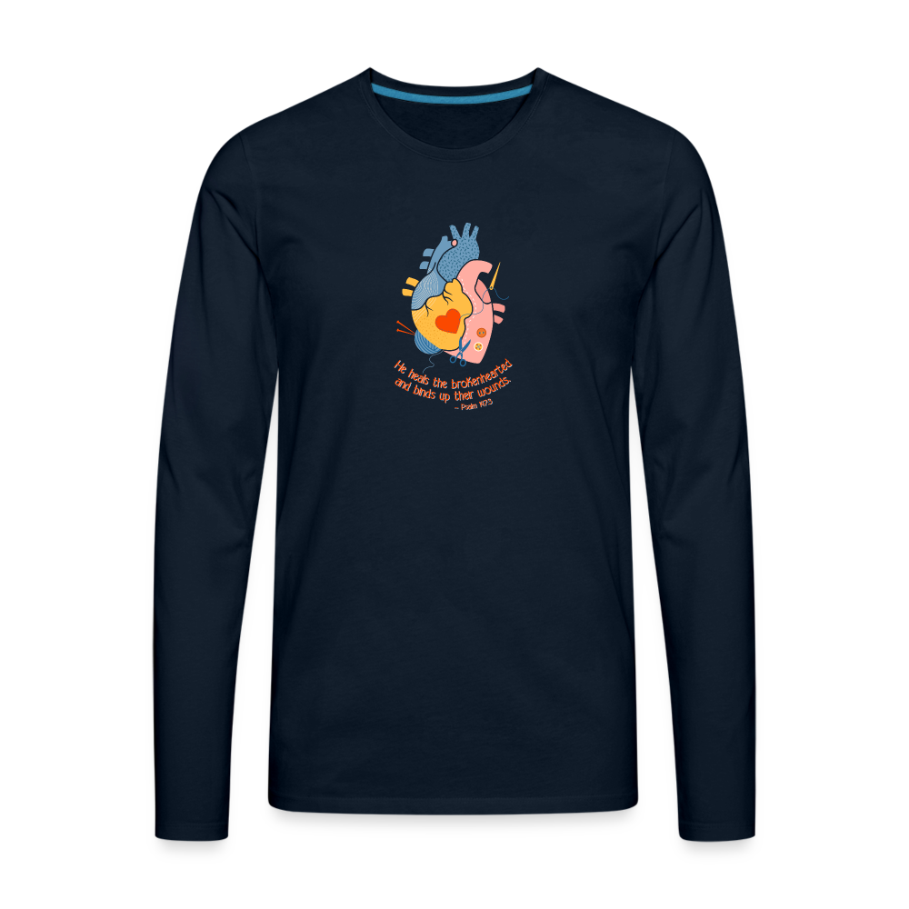 He Heals the Brokenhearted - Men's Premium Long Sleeve T-Shirt - deep navy