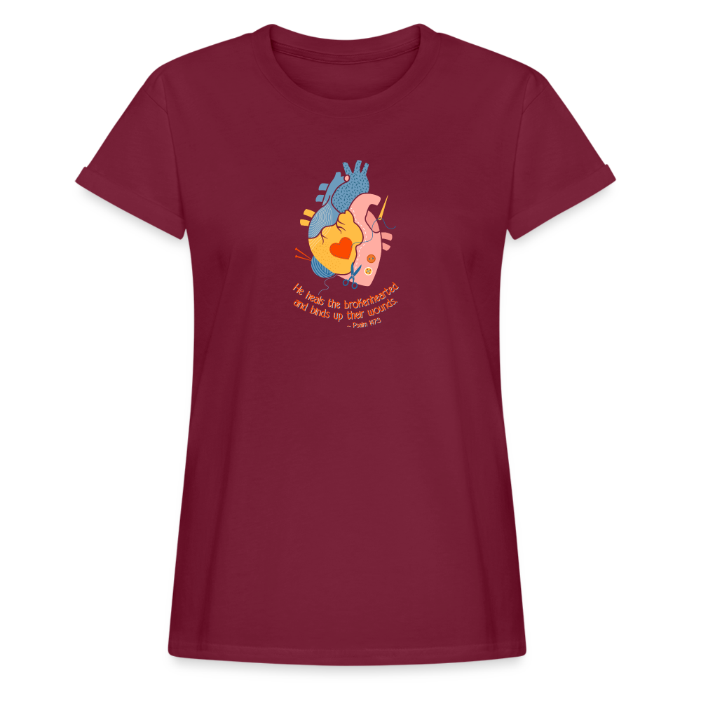 He Heals the Brokenhearted - Women's Relaxed Fit T-Shirt - burgundy