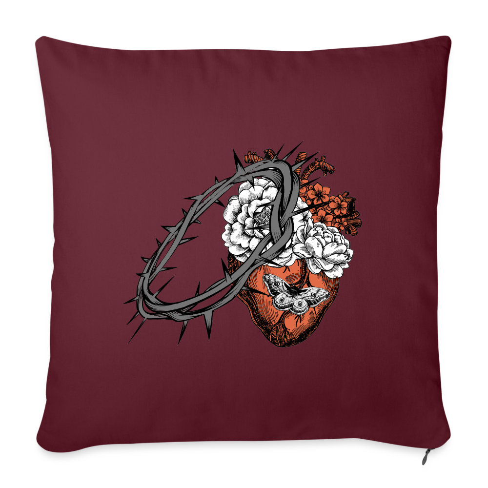 Heart for the Savior - Throw Pillow Cover - burgundy
