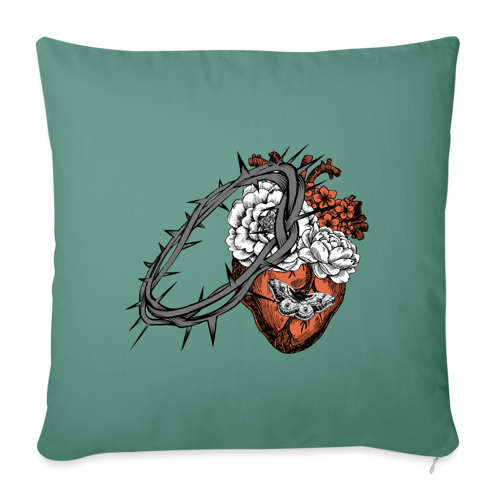 Heart for the Savior - Throw Pillow Cover - cypress green