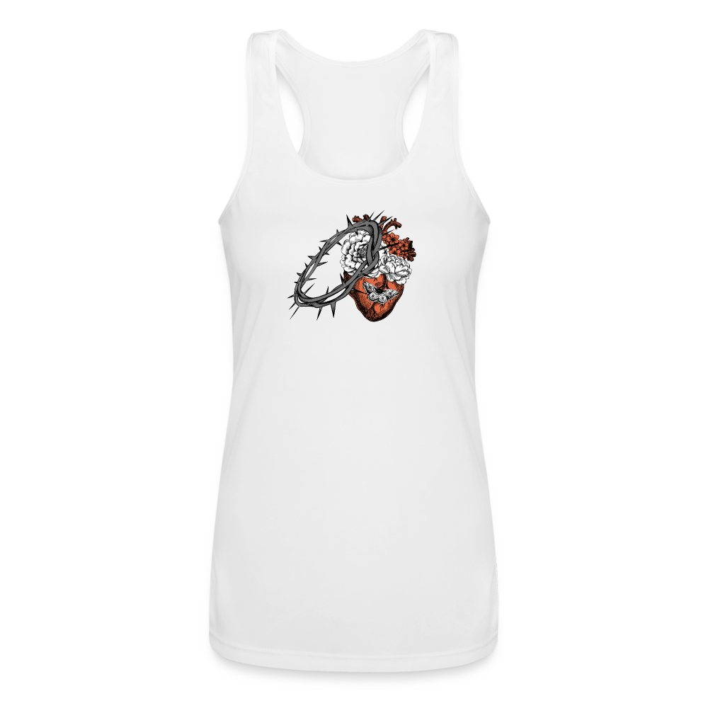 Heart for the Savior - Women’s Performance Racerback Tank Top - white