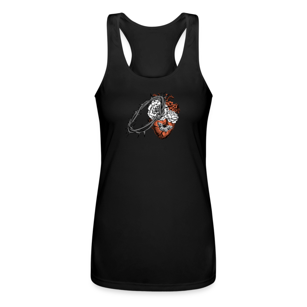 Heart for the Savior - Women’s Performance Racerback Tank Top - black