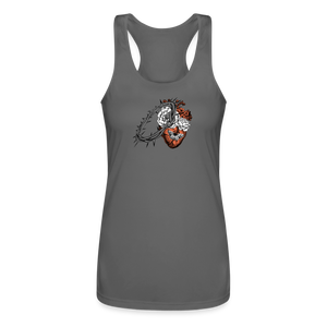 Heart for the Savior - Women’s Performance Racerback Tank Top - charcoal