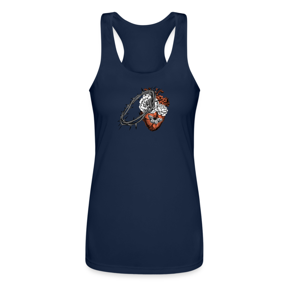 Heart for the Savior - Women’s Performance Racerback Tank Top - navy