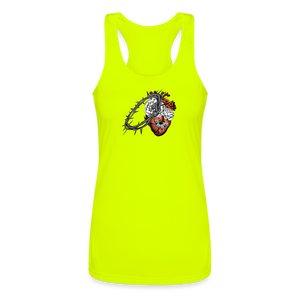 Heart for the Savior - Women’s Performance Racerback Tank Top - neon yellow