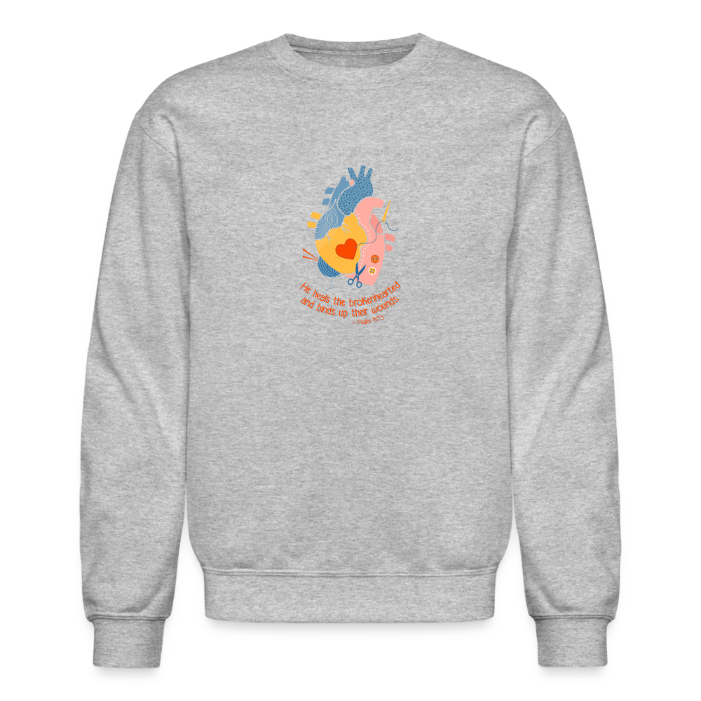 He Heals the Brokenhearted - Crewneck Sweatshirt - heather gray