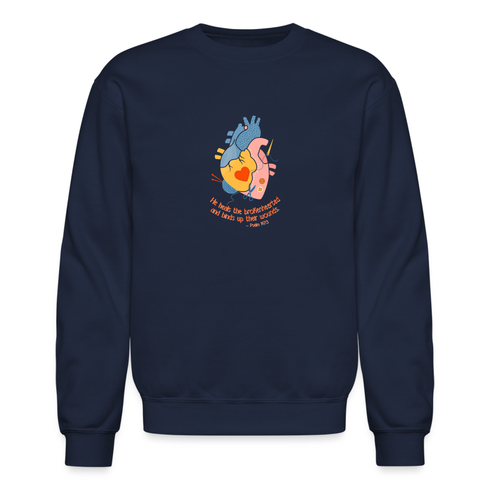 He Heals the Brokenhearted - Crewneck Sweatshirt - navy