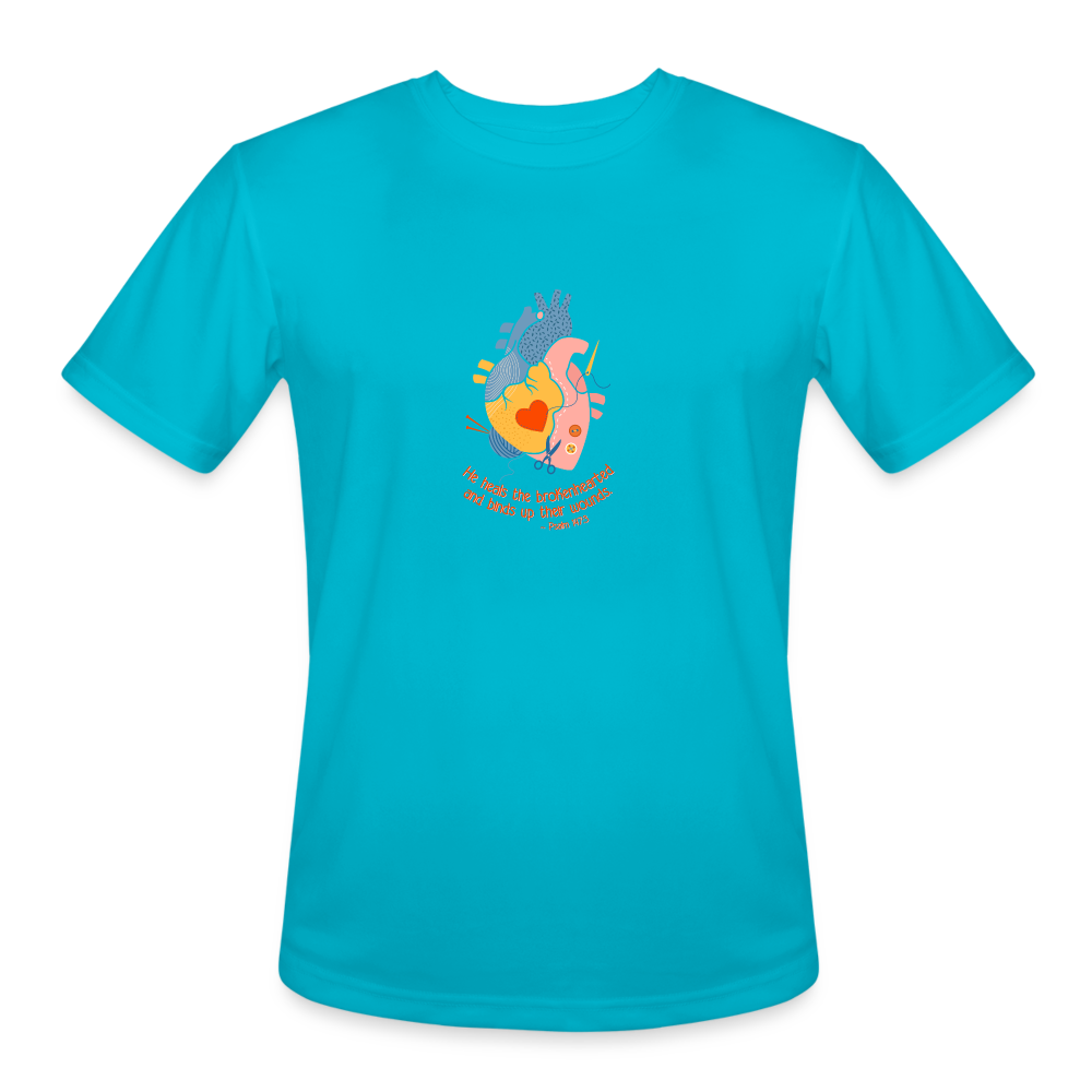 He Heals the Brokenhearted - Men’s Moisture Wicking Performance T-Shirt - turquoise