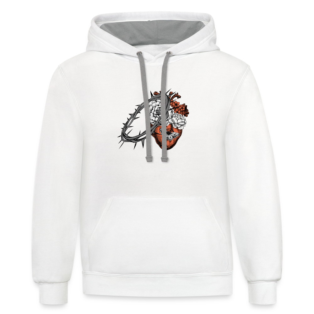 Heart for the Savior - Unisex Contrast Hoodie - white/gray