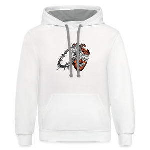Heart for the Savior - Unisex Contrast Hoodie - white/gray