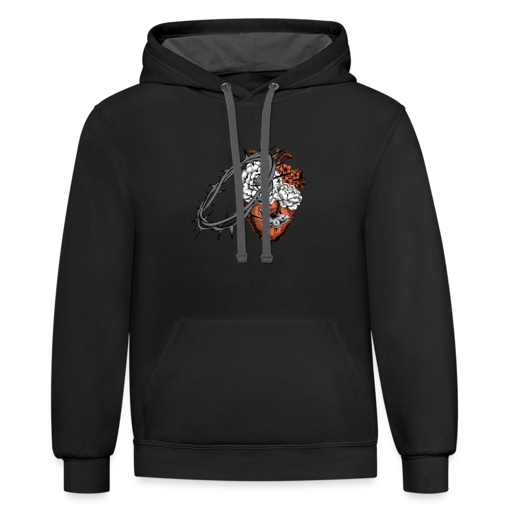 Heart for the Savior - Unisex Contrast Hoodie - black/asphalt