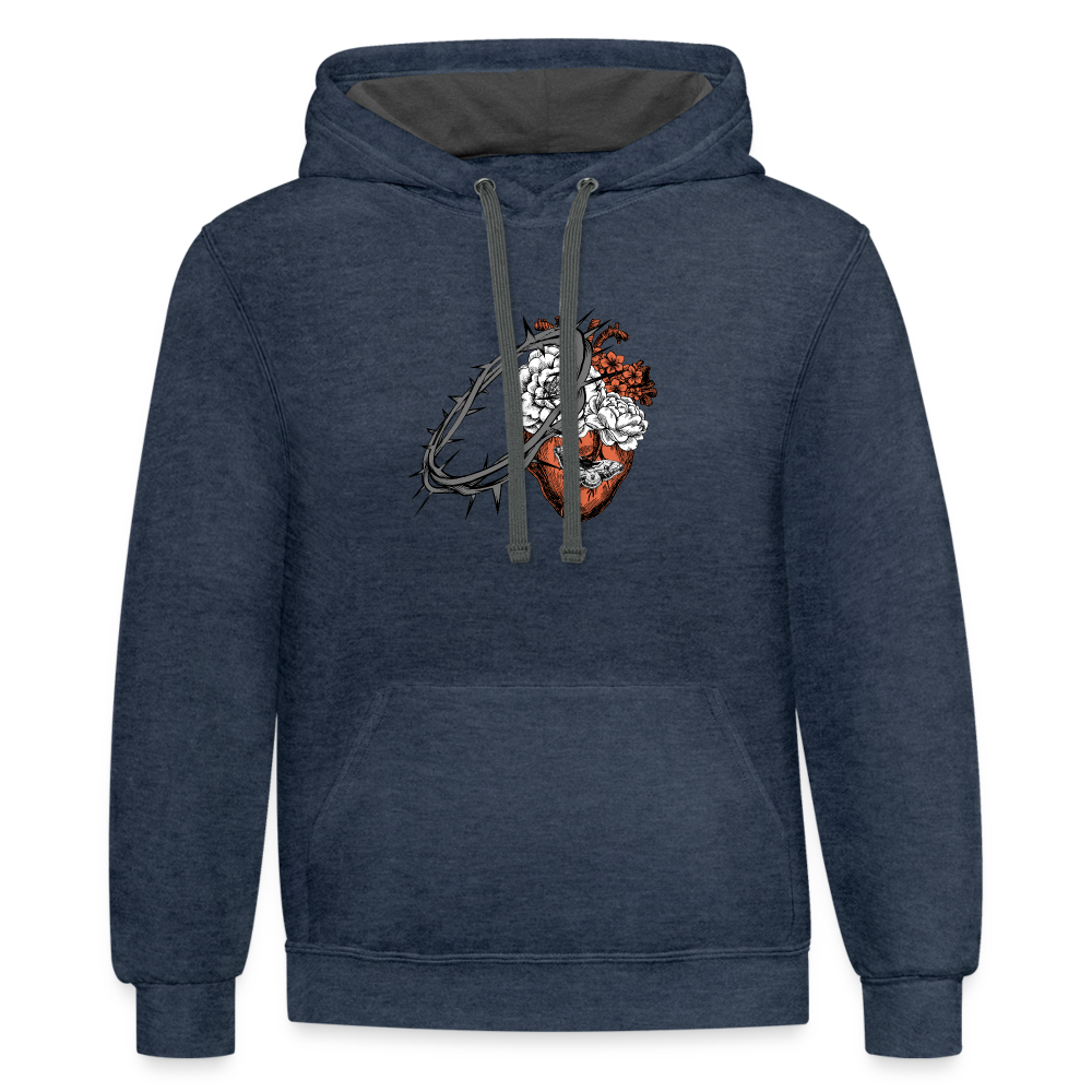 Heart for the Savior - Unisex Contrast Hoodie - indigo heather/asphalt
