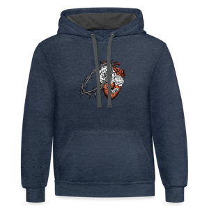 Heart for the Savior - Unisex Contrast Hoodie - indigo heather/asphalt