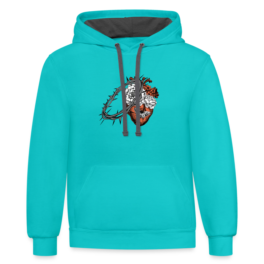 Heart for the Savior - Unisex Contrast Hoodie - scuba blue/asphalt