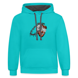 Heart for the Savior - Unisex Contrast Hoodie - scuba blue/asphalt