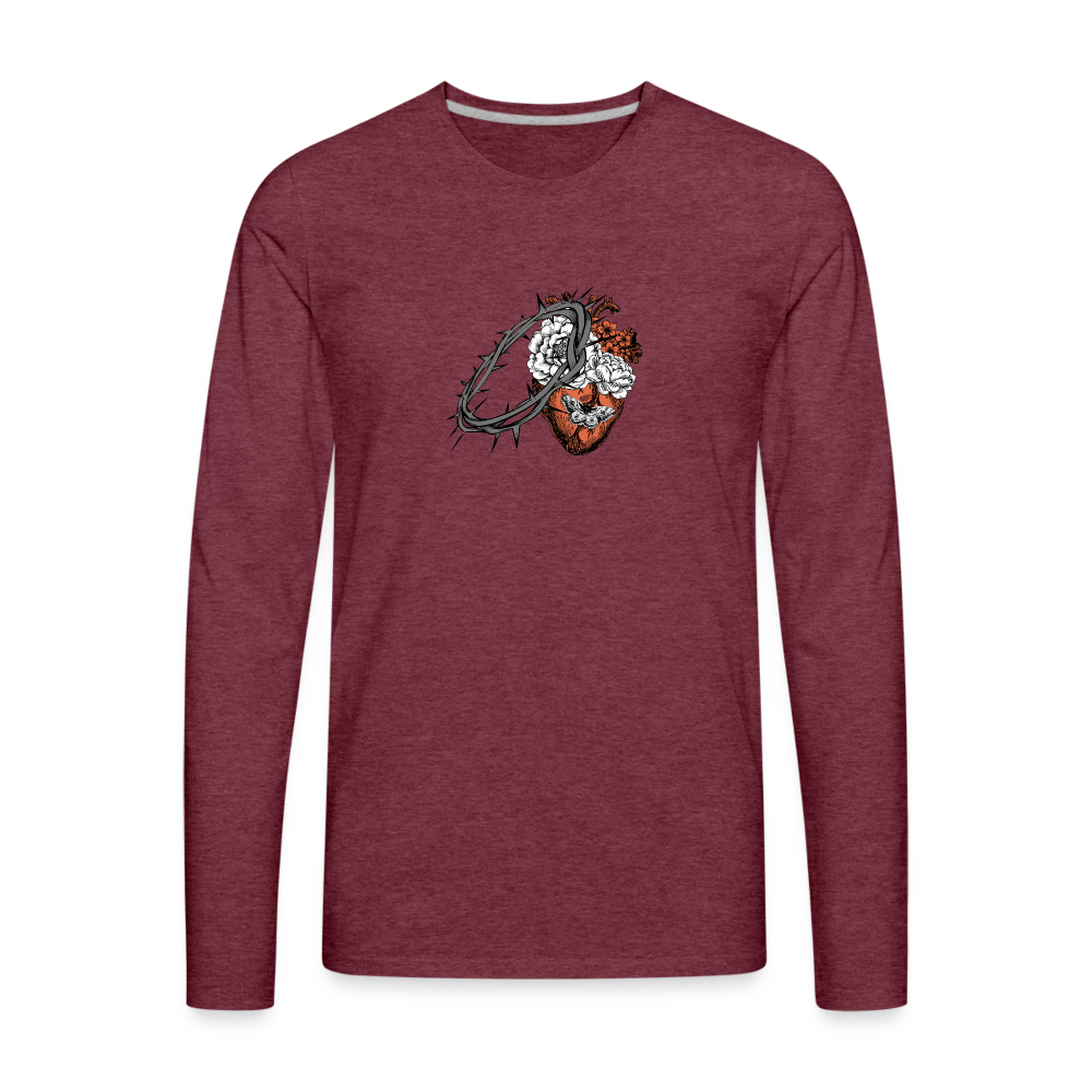 Heart for the Savior - Men's Premium Long Sleeve T-Shirt - heather burgundy