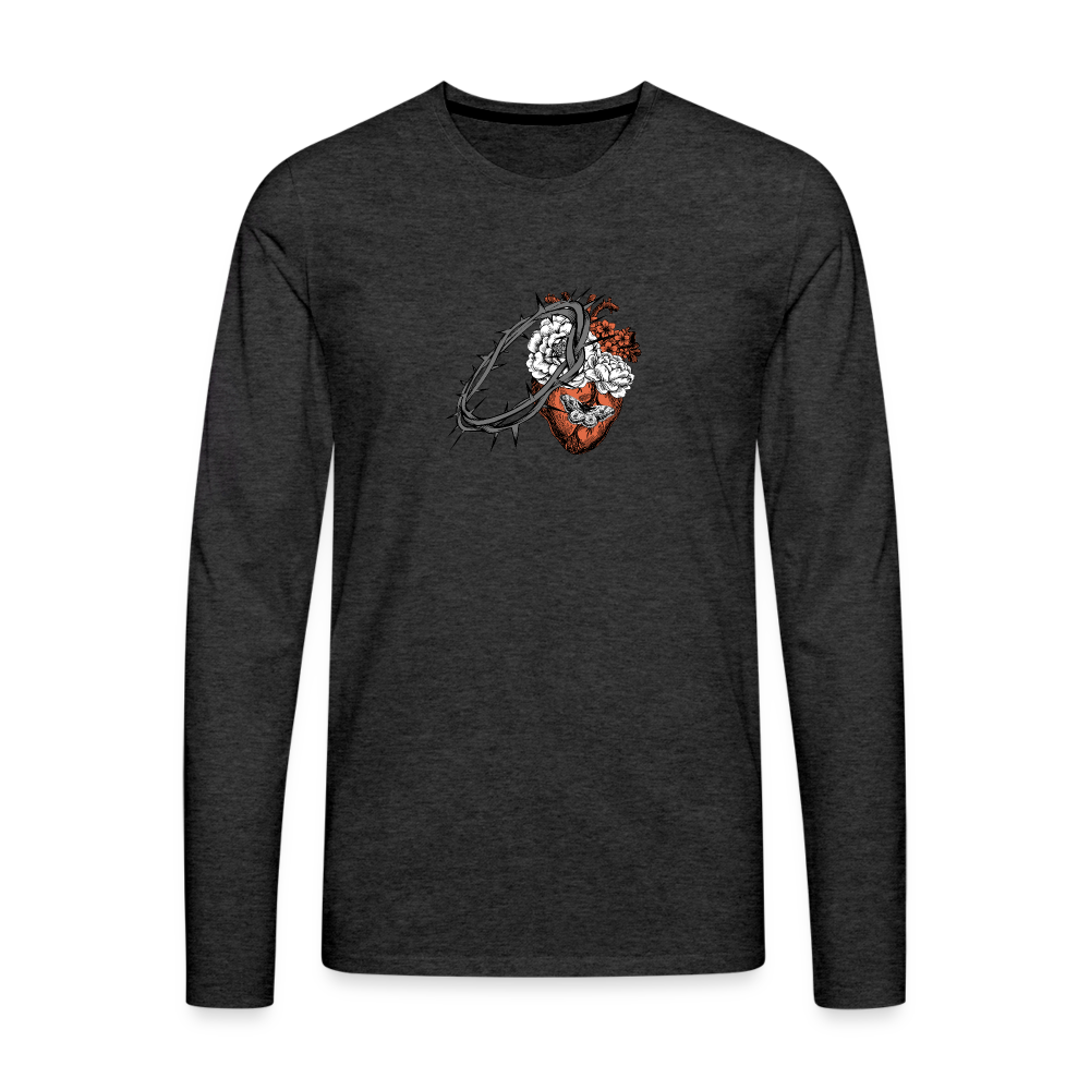 Heart for the Savior - Men's Premium Long Sleeve T-Shirt - charcoal grey