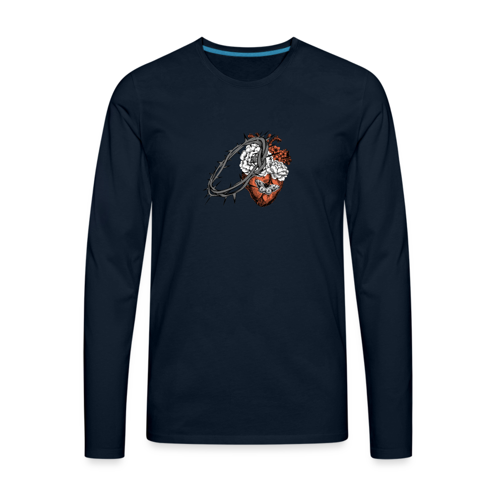 Heart for the Savior - Men's Premium Long Sleeve T-Shirt - deep navy
