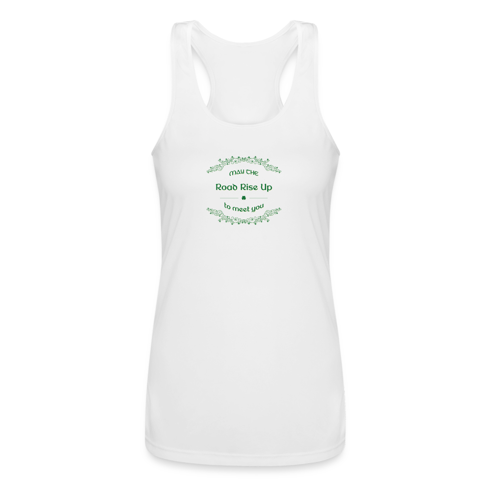 May the Road Rise Up to Meet You - Women’s Performance Racerback Tank Top - white