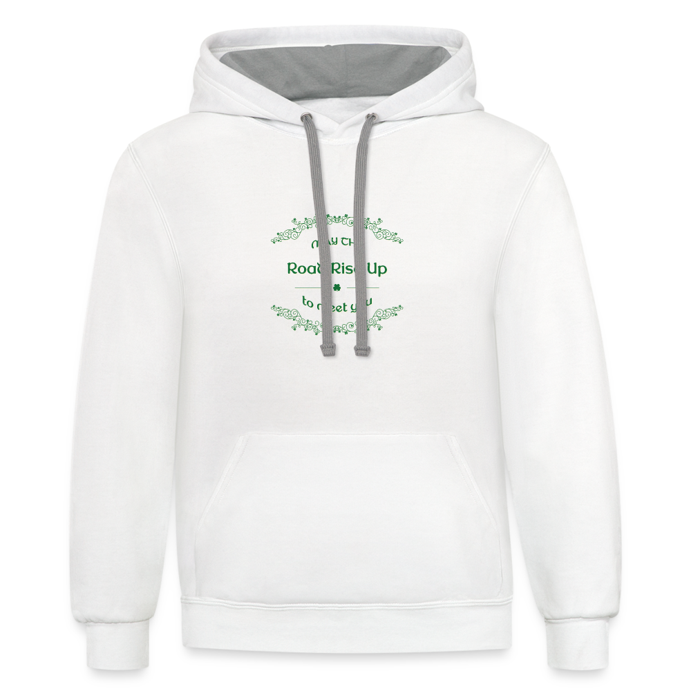 May the Road Rise Up to Meet You - Unisex Contrast Hoodie - white/gray
