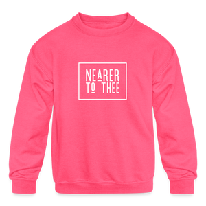 Nearer to Thee - Kids' Crewneck Sweatshirt - neon pink