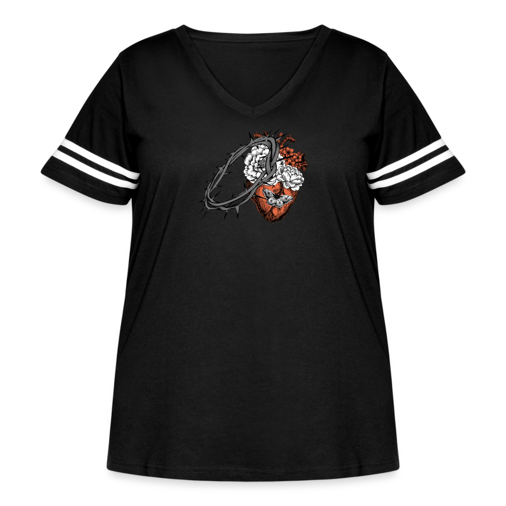Heart for the Savior - Women's Curvy Vintage Sport T-Shirt - black/white