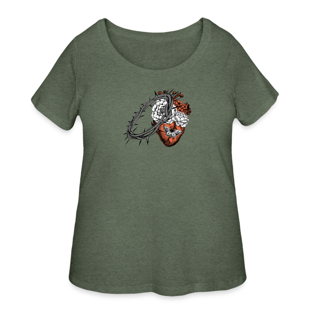 Heart for the Savior - Women’s Curvy T-Shirt - heather military green