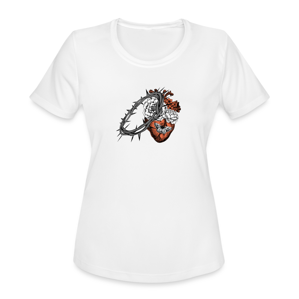 Heart for the Savior - Women's Moisture Wicking Performance T-Shirt - white