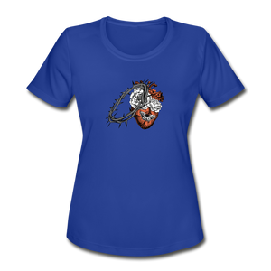 Heart for the Savior - Women's Moisture Wicking Performance T-Shirt - royal blue