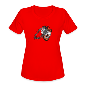 Heart for the Savior - Women's Moisture Wicking Performance T-Shirt - red