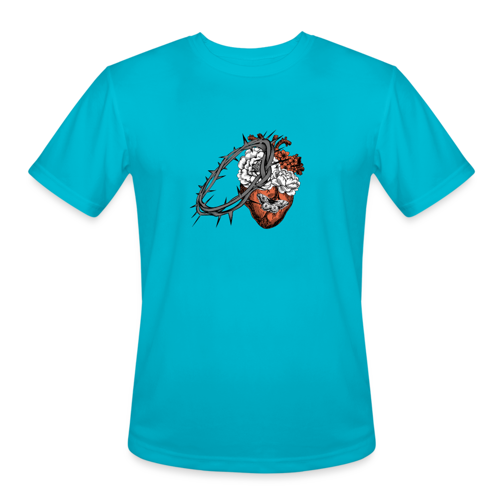 Heart for the Savior - Men’s Moisture Wicking Performance T-Shirt - turquoise