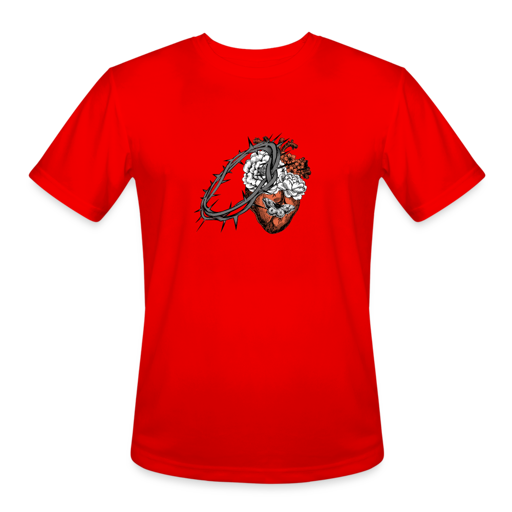 Heart for the Savior - Men’s Moisture Wicking Performance T-Shirt - red