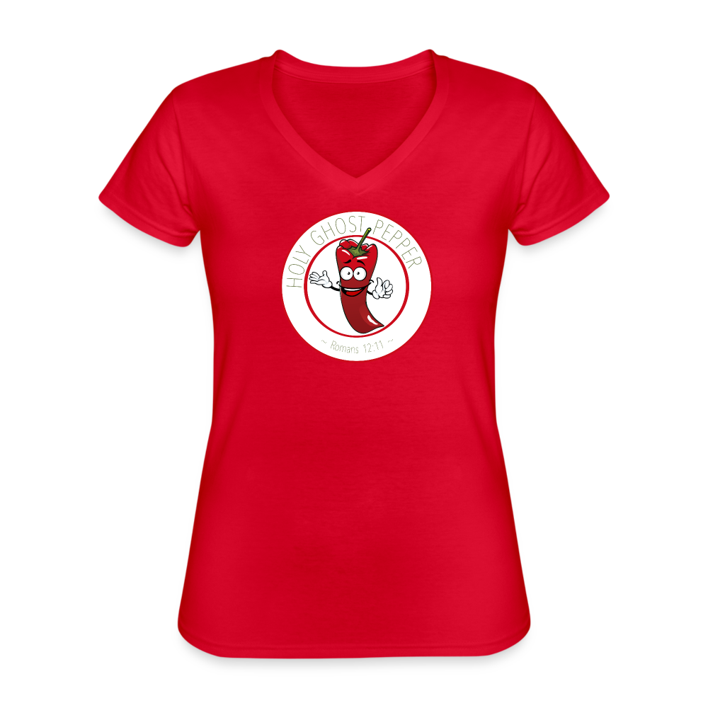 Holy Ghost Pepper - Women's V-Neck T-Shirt - red