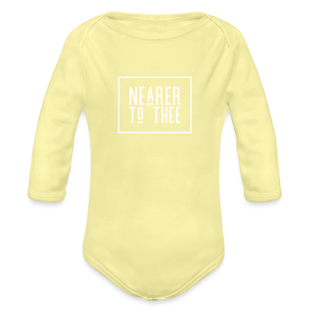 Nearer to Thee - Organic Long Sleeve Baby Bodysuit - washed yellow