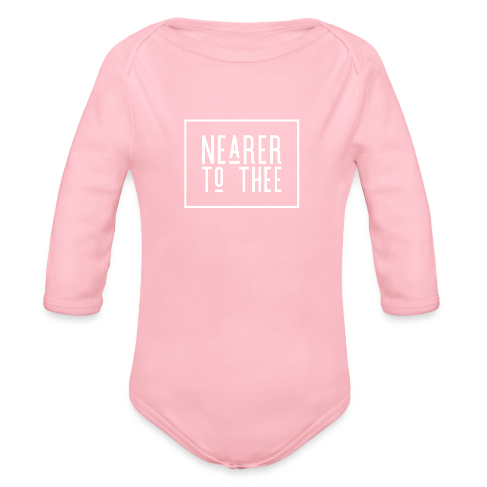 Nearer to Thee - Organic Long Sleeve Baby Bodysuit - light pink