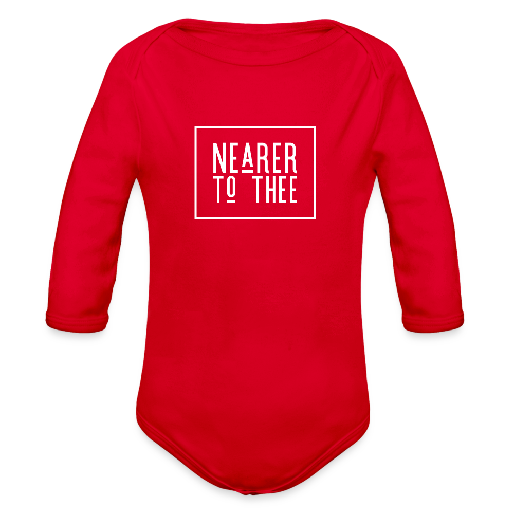 Nearer to Thee - Organic Long Sleeve Baby Bodysuit - red